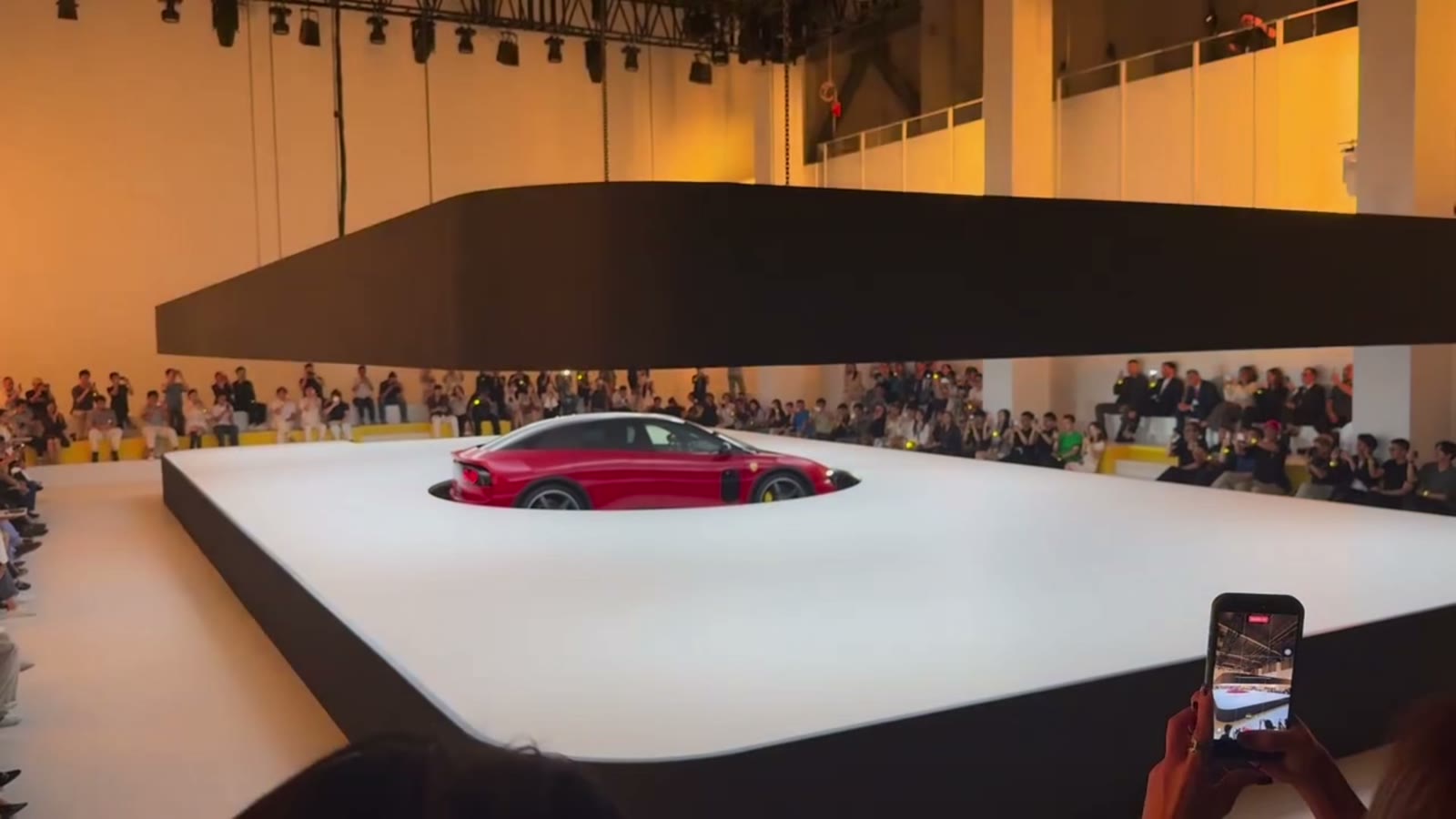 Ferrari · All-Electric Supercar Shanghai Debut — Mechanical Lifting LED Reveal Stage